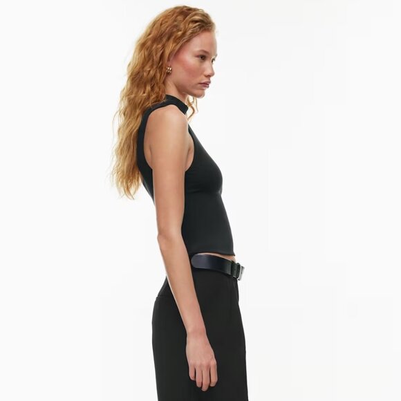 Aritzia Babaton Contour New Mock Neck Sleeveless Tank | Black | Sz L - Picture 2 of 9